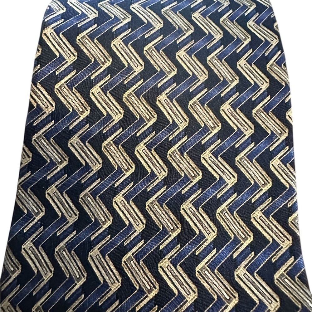 Blue and Gold Zigzag Pattern Tie